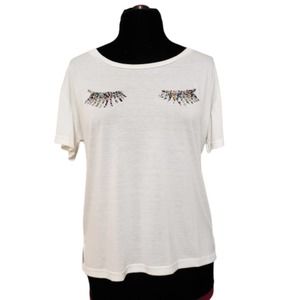 NEW Beaded Eyelash T Shirt by Ellison Bling Sequin Embellished  Top